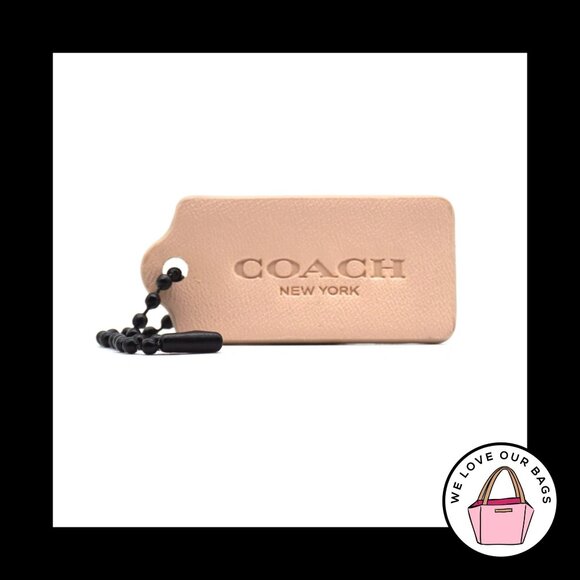 1.75" COACH NEW YORK Light Pink Leather Black Fob Bag Charm Keychain Hang Tag - Picture 1 of 1